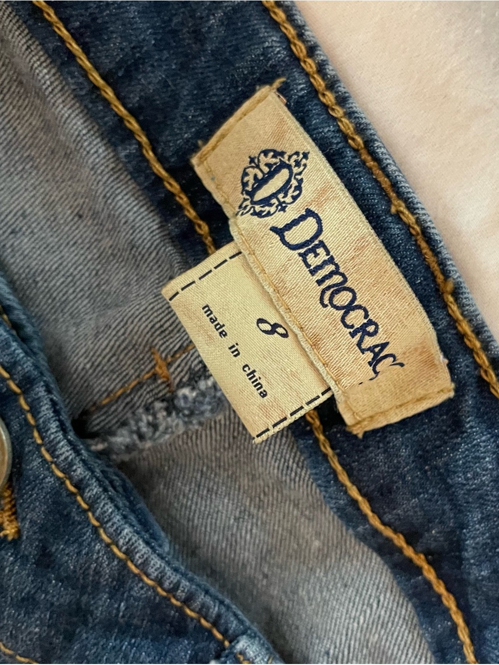 Democracy Distressed Denim Cropped Jeans with Embroidered Ankle Trim - Picture 5 of 6